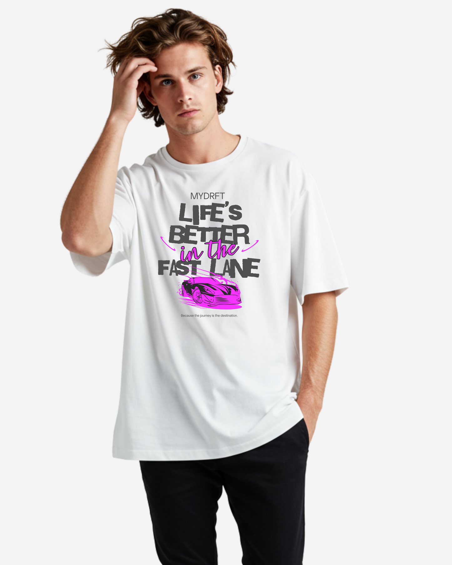 Typography Car Oversized T-Shirt