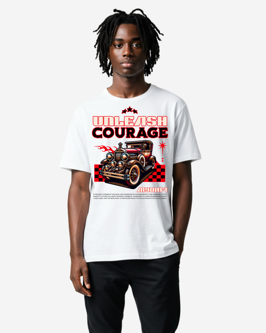 Unleash Courage Retro Car Oversized T-Shirt