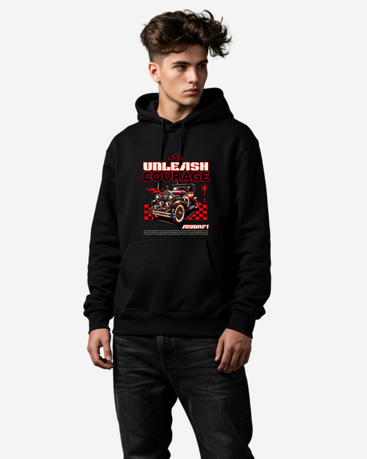 Unleash Courage Retro Car Oversized Hoodie