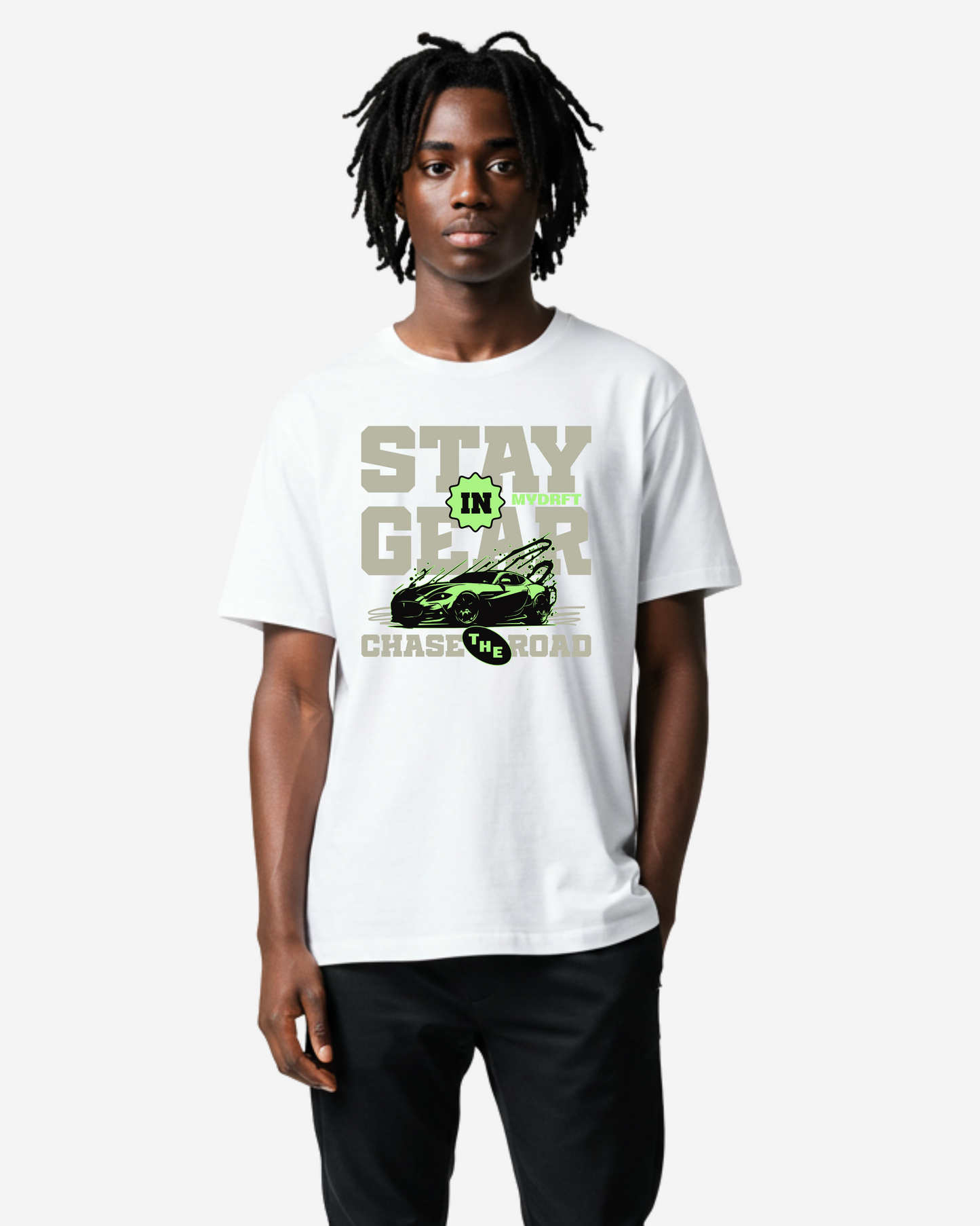 Stay In Gear Car Typography Oversized T-Shirt