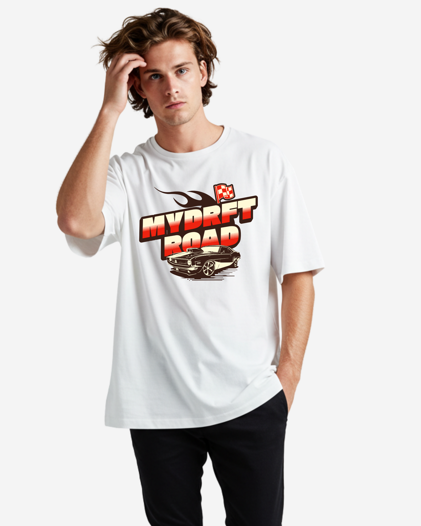 Typography Car 2 Oversized T-Shirt